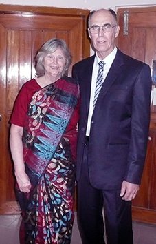 Norm and Bonnie Krause. Bonnie is wearing the dress a Bangladesh woman gave her.